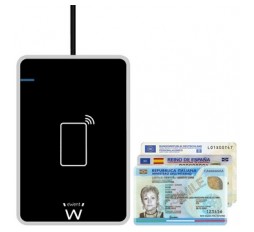 Slika izdelka: Čitalec pametnih in osebnih kartic Ewent, USB 2.0, NFC brezkontaktni, črn, EW1053