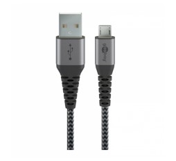 Slika izdelka: GOOBAY micro USB na USB-A 0,5m priključni kabel s kovinskimi vtiči vesoljsko siva/srebrna