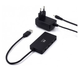 Slika izdelka: USB hub s 4 vhodi, USB 3.2, z napajanjem, črn, Ewent EW1134